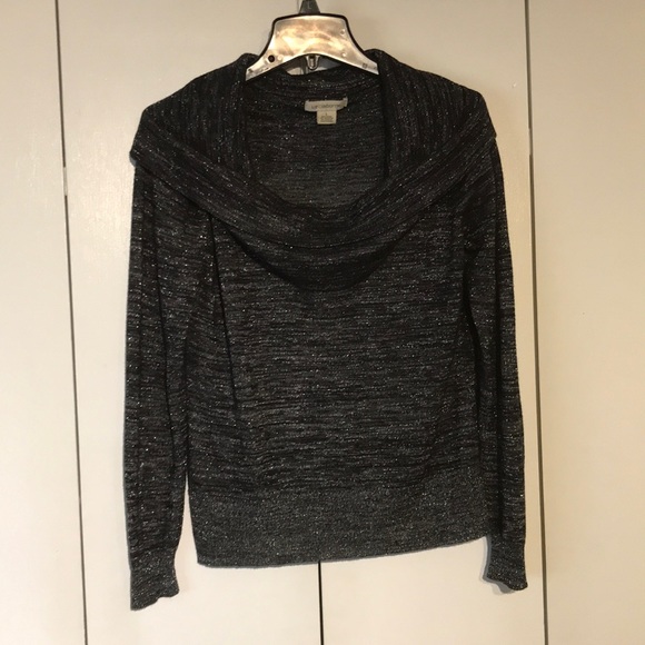 Liz ClaiborneWomen’s top Size Large  Long sleeve cowl neck color black/silver - Picture 3 of 9